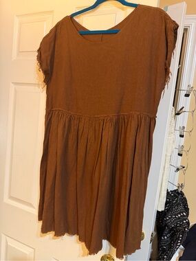 Urban Renewal (Urban Outfitters) Brown Casual Gathered Waist Mini Dress, Size M